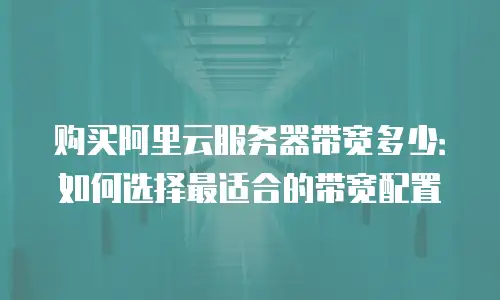 购买阿里云服务器带宽多少：如何选择最适合的带宽配置