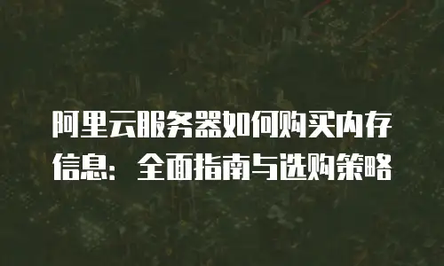 阿里云服务器如何购买内存信息：全面指南与选购策略