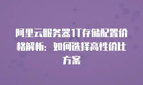阿里云服务器1T存储配置价格解析：如何选择高性价比方案