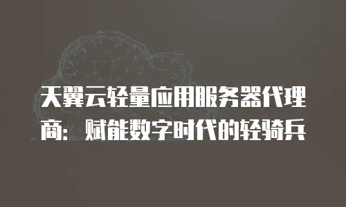 天翼云轻量应用服务器代理商：赋能数字时代的轻骑兵