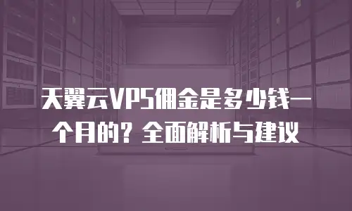 天翼云VPS佣金是多少钱一个月的？全面解析与建议