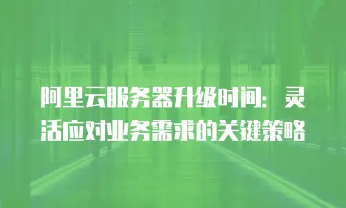 阿里云服务器升级时间：灵活应对业务需求的关键策略