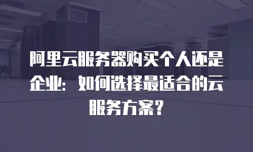 阿里云服务器购买个人还是企业：如何选择最适合的云服务方案？