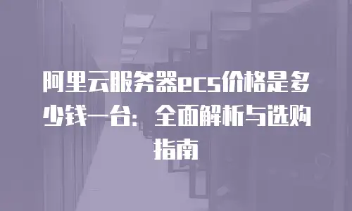 阿里云服务器ecs价格是多少钱一台：全面解析与选购指南