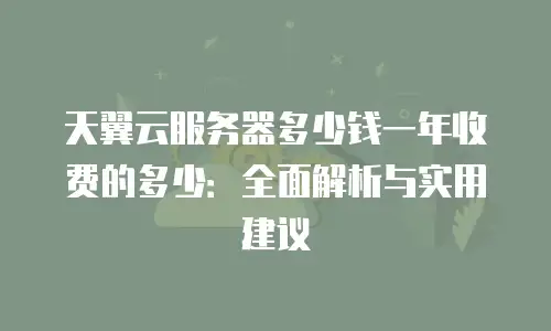 天翼云服务器多少钱一年收费的多少：全面解析与实用建议