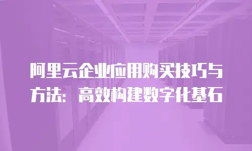 阿里云企业应用购买技巧与方法：高效构建数字化基石