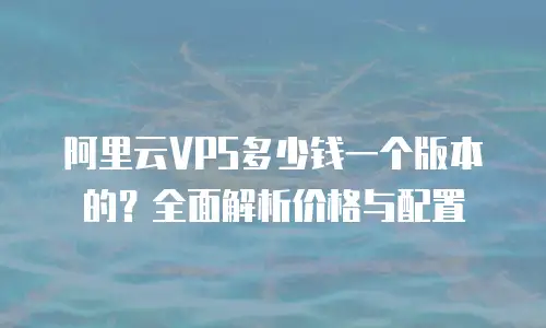 阿里云VPS多少钱一个版本的？全面解析价格与配置