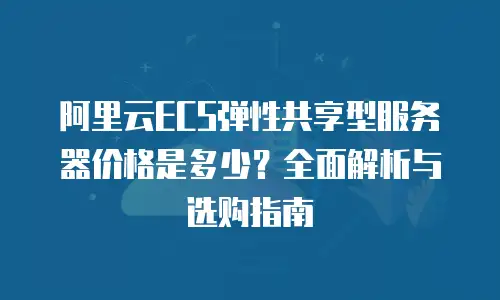阿里云ECS弹性共享型服务器价格是多少？全面解析与选购指南