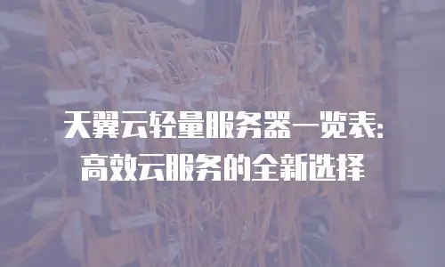 天翼云轻量服务器一览表：高效云服务的全新选择