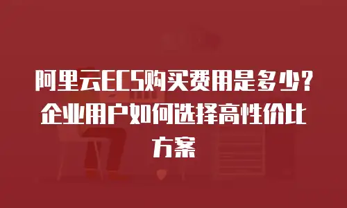 阿里云ECS购买费用是多少？企业用户如何选择高性价比方案