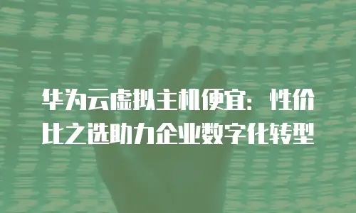 华为云虚拟主机便宜：性价比之选助力企业数字化转型