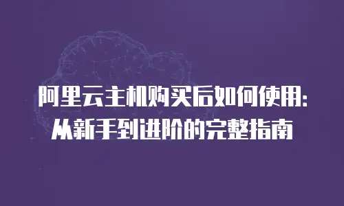 阿里云主机购买后如何使用：从新手到进阶的完整指南