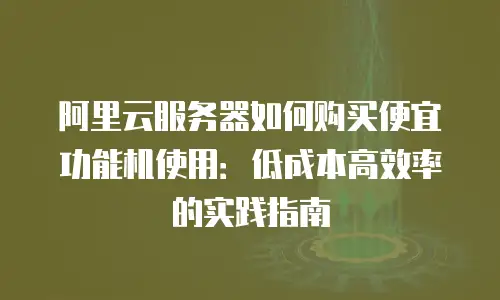 阿里云服务器如何购买便宜功能机使用：低成本高效率的实践指南