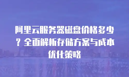 阿里云服务器磁盘价格多少？全面解析存储方案与成本优化策略