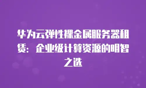 华为云弹性裸金属服务器租赁：企业级计算资源的明智之选