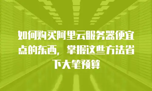 如何购买阿里云服务器便宜点的东西，掌握这些方法省下大笔预算
