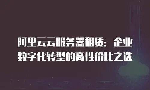 阿里云云服务器租赁：企业数字化转型的高性价比之选