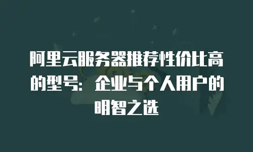阿里云服务器推荐性价比高的型号：企业与个人用户的明智之选