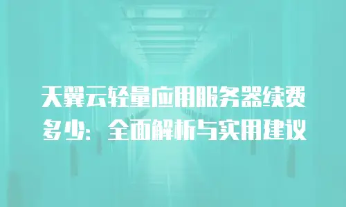天翼云轻量应用服务器续费多少：全面解析与实用建议