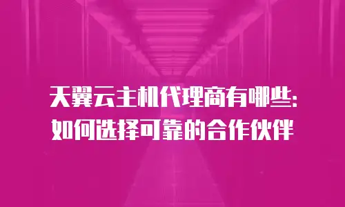 天翼云主机代理商有哪些：如何选择可靠的合作伙伴