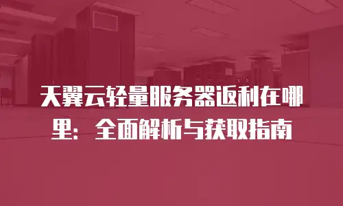 天翼云轻量服务器返利在哪里：全面解析与获取指南
