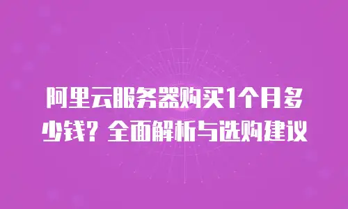 阿里云服务器购买1个月多少钱？全面解析与选购建议
