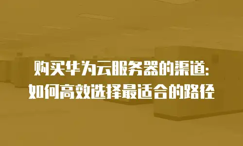 购买华为云服务器的渠道：如何高效选择最适合的路径