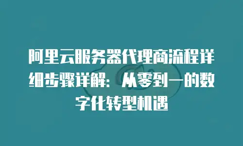 阿里云服务器代理商流程详细步骤详解：从零到一的数字化转型机遇