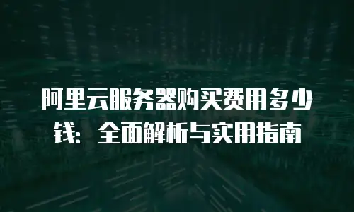 阿里云服务器购买费用多少钱：全面解析与实用指南