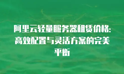 阿里云轻量服务器租赁价格：高效配置与灵活方案的完美平衡
