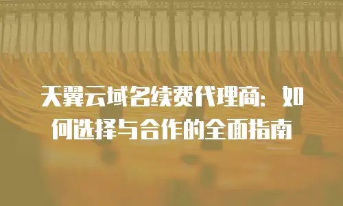 天翼云域名续费代理商：如何选择与合作的全面指南