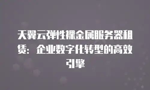 天翼云弹性裸金属服务器租赁：企业数字化转型的高效引擎