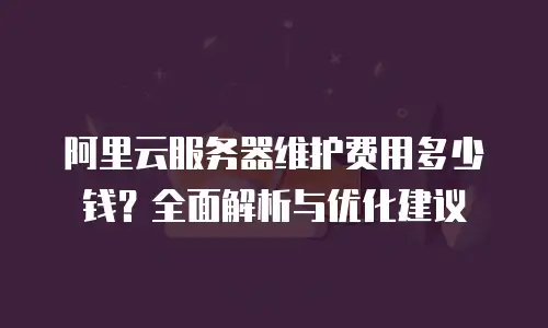 阿里云服务器维护费用多少钱？全面解析与优化建议