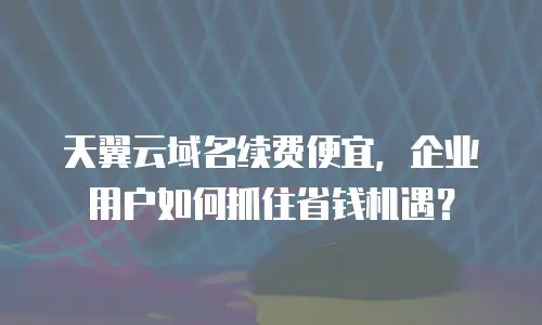 天翼云域名续费便宜，企业用户如何抓住省钱机遇？