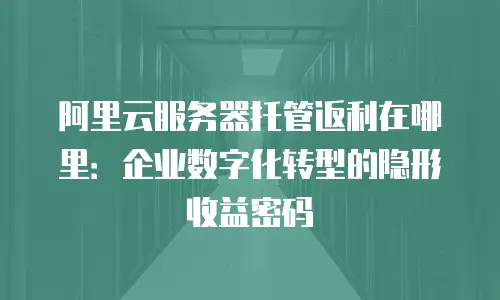 阿里云服务器托管返利在哪里：企业数字化转型的隐形收益密码