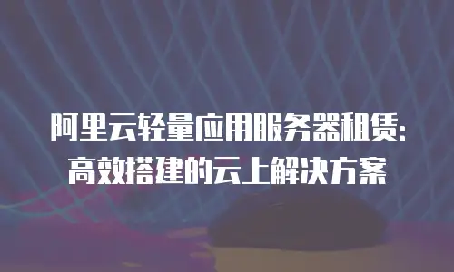 阿里云轻量应用服务器租赁：高效搭建的云上解决方案