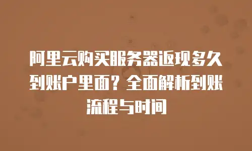 阿里云购买服务器返现多久到账户里面？全面解析到账流程与时间