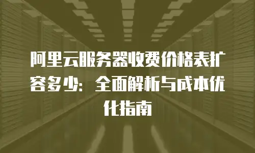 阿里云服务器收费价格表扩容多少：全面解析与成本优化指南