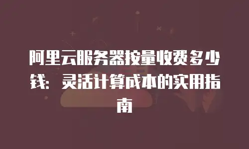 阿里云服务器按量收费多少钱：灵活计算成本的实用指南