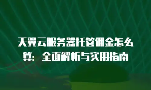 天翼云服务器托管佣金怎么算：全面解析与实用指南