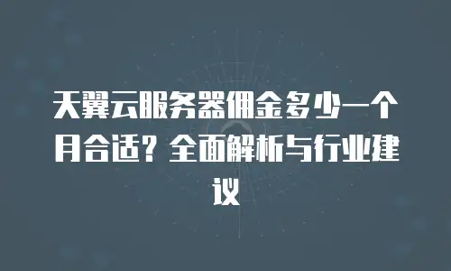 天翼云服务器佣金多少一个月合适？全面解析与行业建议