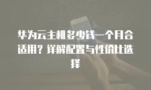 华为云主机多少钱一个月合适用？详解配置与性价比选择