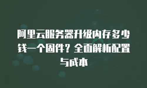 阿里云服务器升级内存多少钱一个固件？全面解析配置与成本