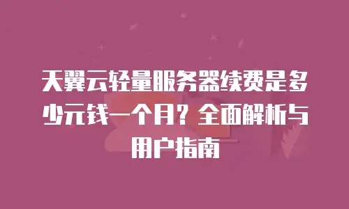 天翼云轻量服务器续费是多少元钱一个月？全面解析与用户指南