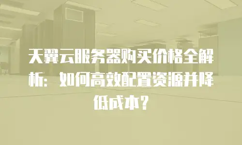 天翼云服务器购买价格全解析：如何高效配置资源并降低成本？