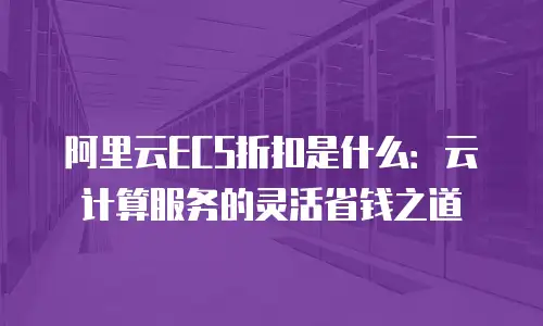 阿里云ECS折扣是什么：云计算服务的灵活省钱之道