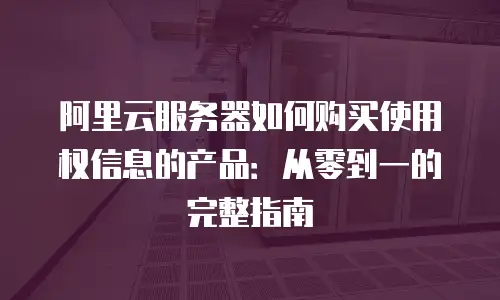 阿里云服务器如何购买使用权信息的产品：从零到一的完整指南