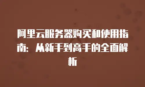 阿里云服务器购买和使用指南：从新手到高手的全面解析