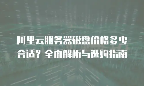 阿里云服务器磁盘价格多少合适？全面解析与选购指南
