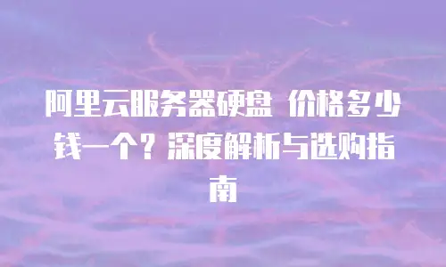 阿里云服务器硬盘 价格多少钱一个？深度解析与选购指南